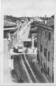 Il tram a Cesena. La Barriera, vista da Palazzo Ghini