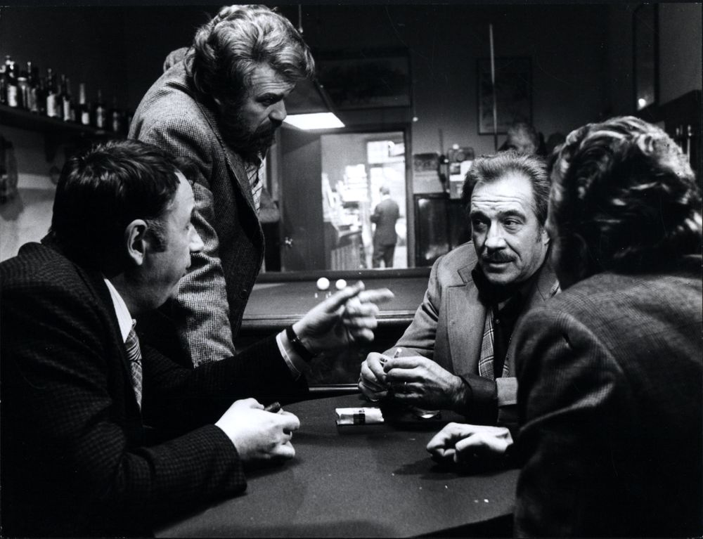 Philippe Noiret, Amici miei di Mario Moniceli (1988) con Gastone Moschin, Ugo Tognazzi, Duilio Del Prete [ph. Tonino Benetti]