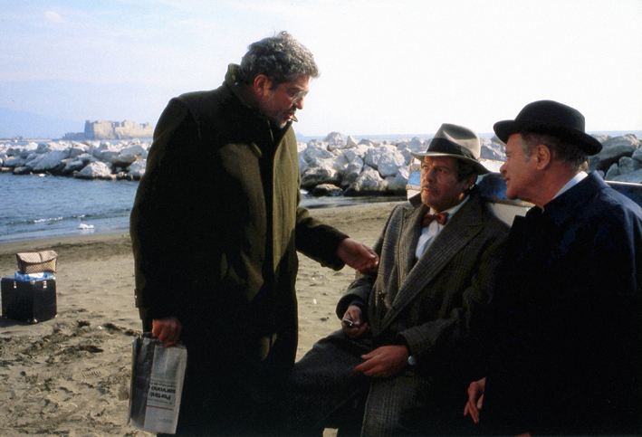 Maccheroni (1985). Ettore Scola, Marcello Mastroianni, Jack Lemmon [ph. Paul Ronald]