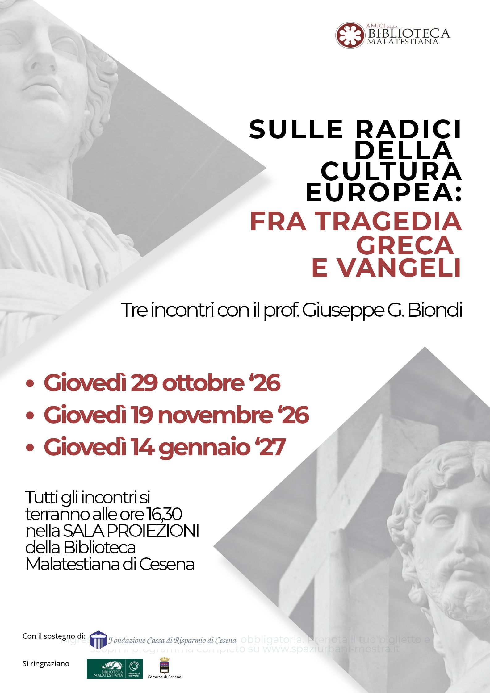 Sulle radici della Cultura Europea: fra Tragedia Greca e Vangeli locandina